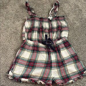 Aerie plaid christmas romper size medium